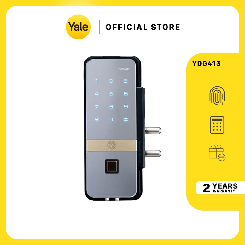 Yale YDG413 Glass Smart Door Lock - Rim Lock/ Fingerprint/ PIN Code ...