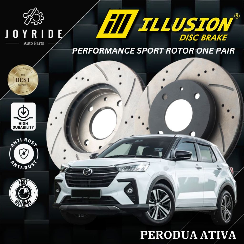 ILLUSION PERODUA ATIVA FRONT DISC ROTOR SPORT PERFORMANCE SLOTTED ...