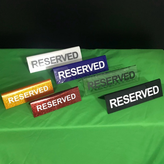Table Reserved Sign (Black/White/Clear/EMPTY) 1 unit | Shopee Malaysia