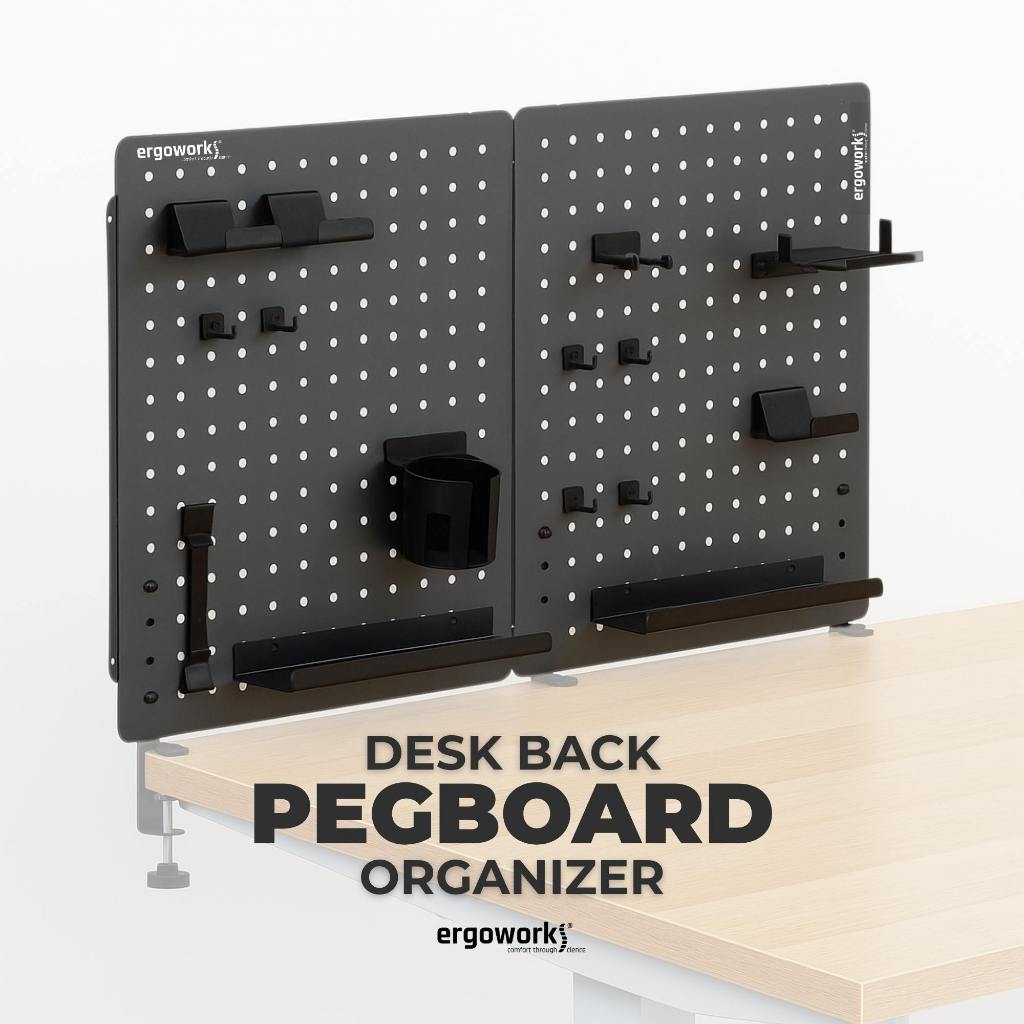 Ergoworks Clamp-On Desk Back Pegboard Organizer Panel & Accessory ...