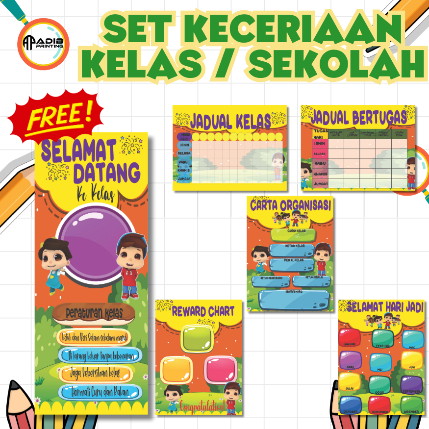 Set Keceriaan Kelas 18 Design 2024 TS25 Banner Hiasan Kelas untuk Murid ...