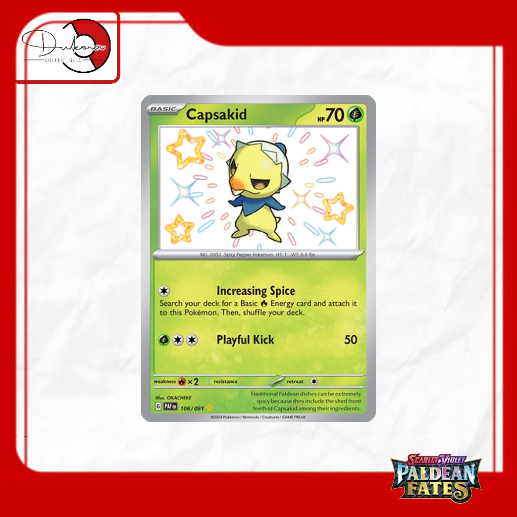 Capsakid - 106/091 - Shiny Rare [Pokémon TCG : Paldean Fates SV4.5 ...