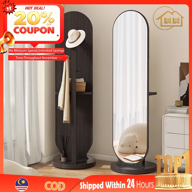 LI- Bedroom Mirror Floor Mirror Hanging Item Mirror 360 °Rotatable ...