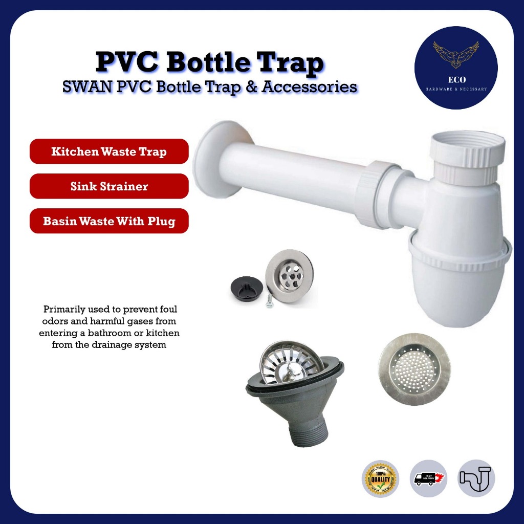 SWAN PVC Bottle Trap Basin/Sink Waste Sinki Botol Trap L Trap Perangkap ...