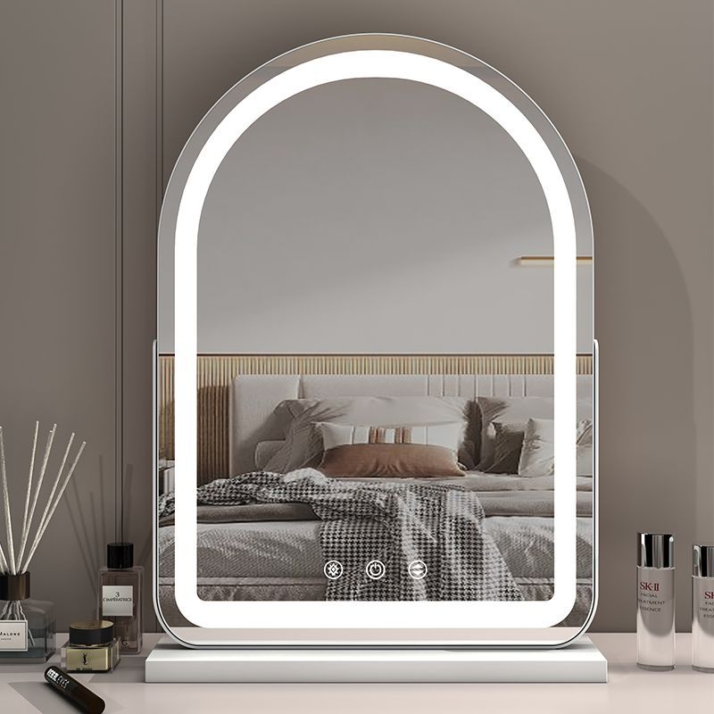 Arched large makeup mirror desktop vanity mirror with LED lights home ...