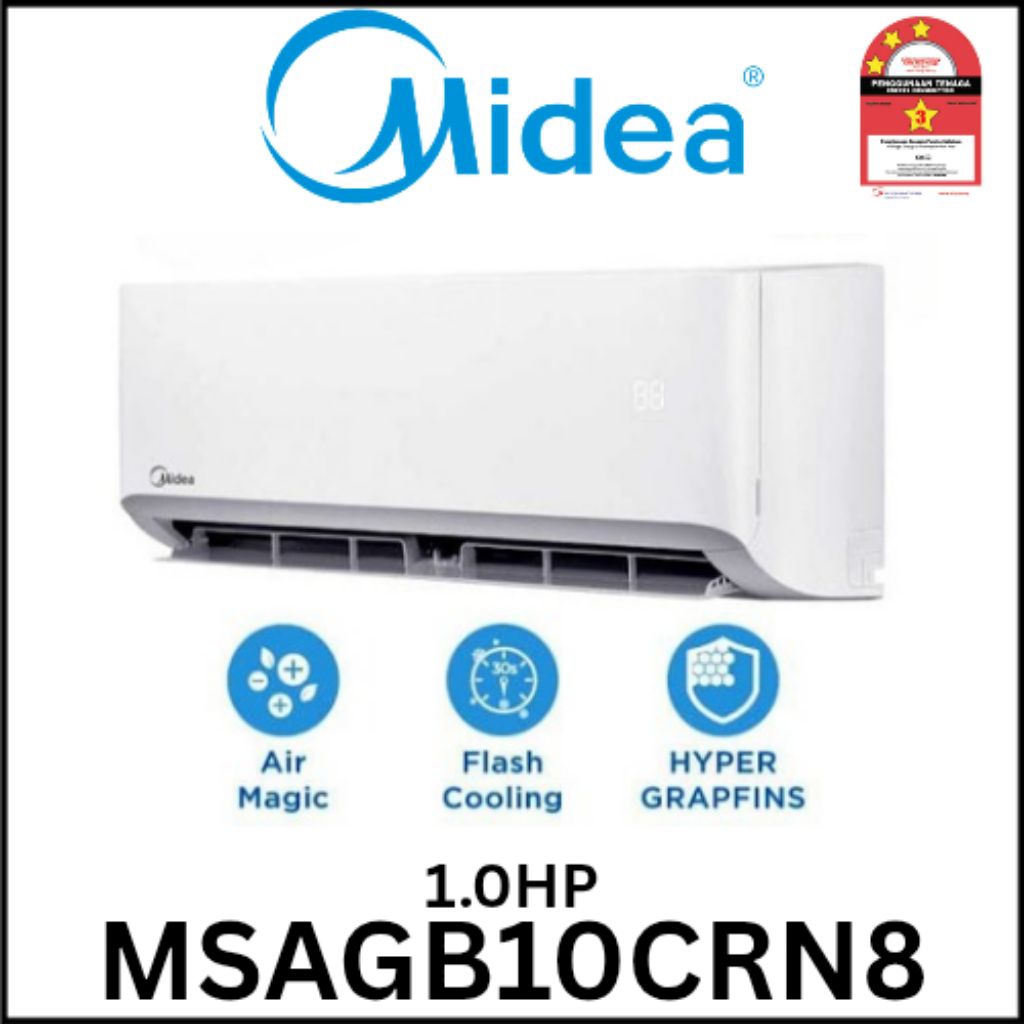 MIDEA 1.0HP WALL MOUNTED NON INVERTER AIRCOND R32 MSAGB-10CRN8 | Shopee ...