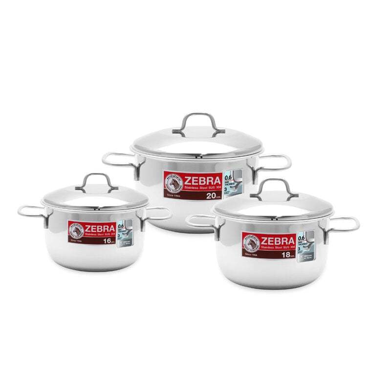 ZEBRA Extra Infinity II 3-bottom pot set (16cm - 18cm - 20cm) with ...