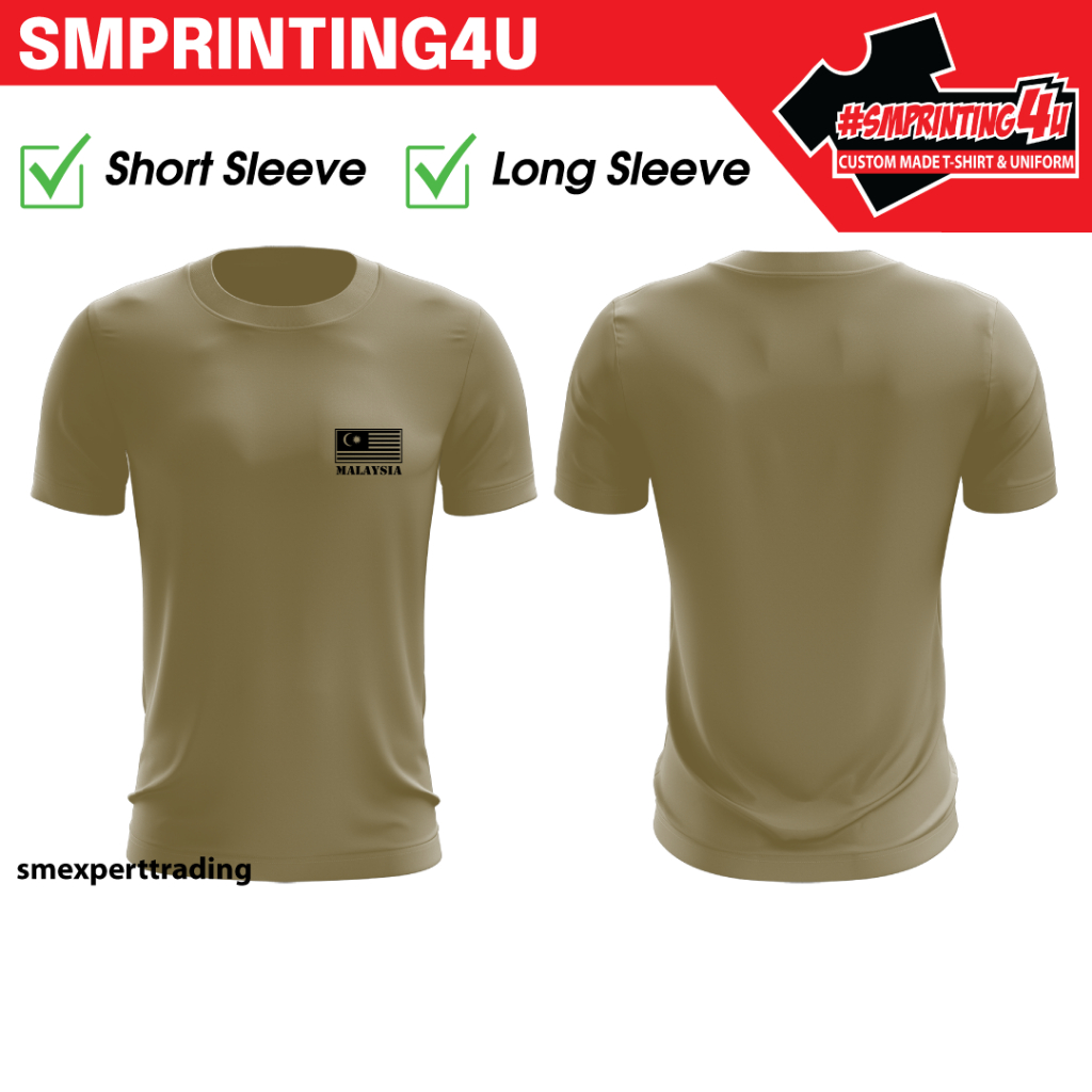SM 005 Bendera Malaysia Army Style T-Shirt Microfiber Warna Sand Khaki ...