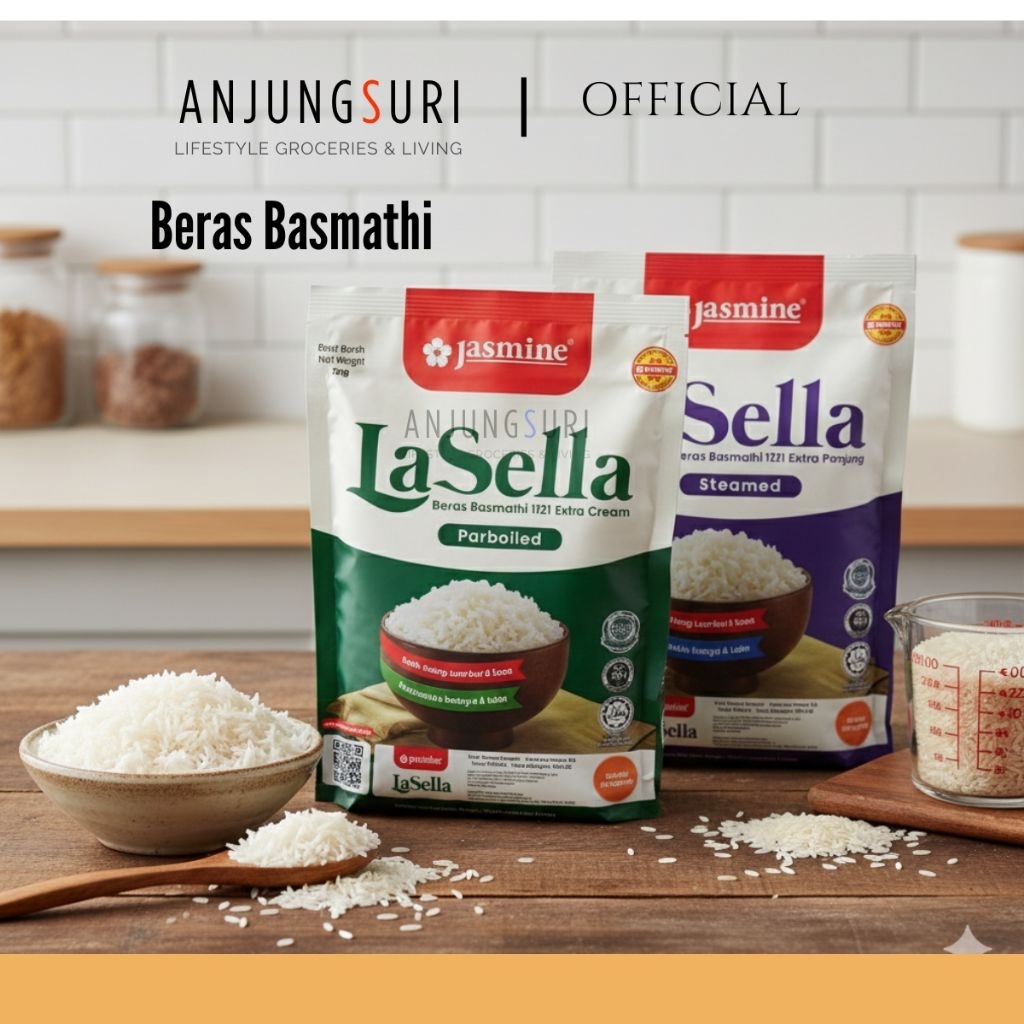 Jasmine La Sella Basmathi Rice Beras Basmati Parboiled or Steamed 2kg ...