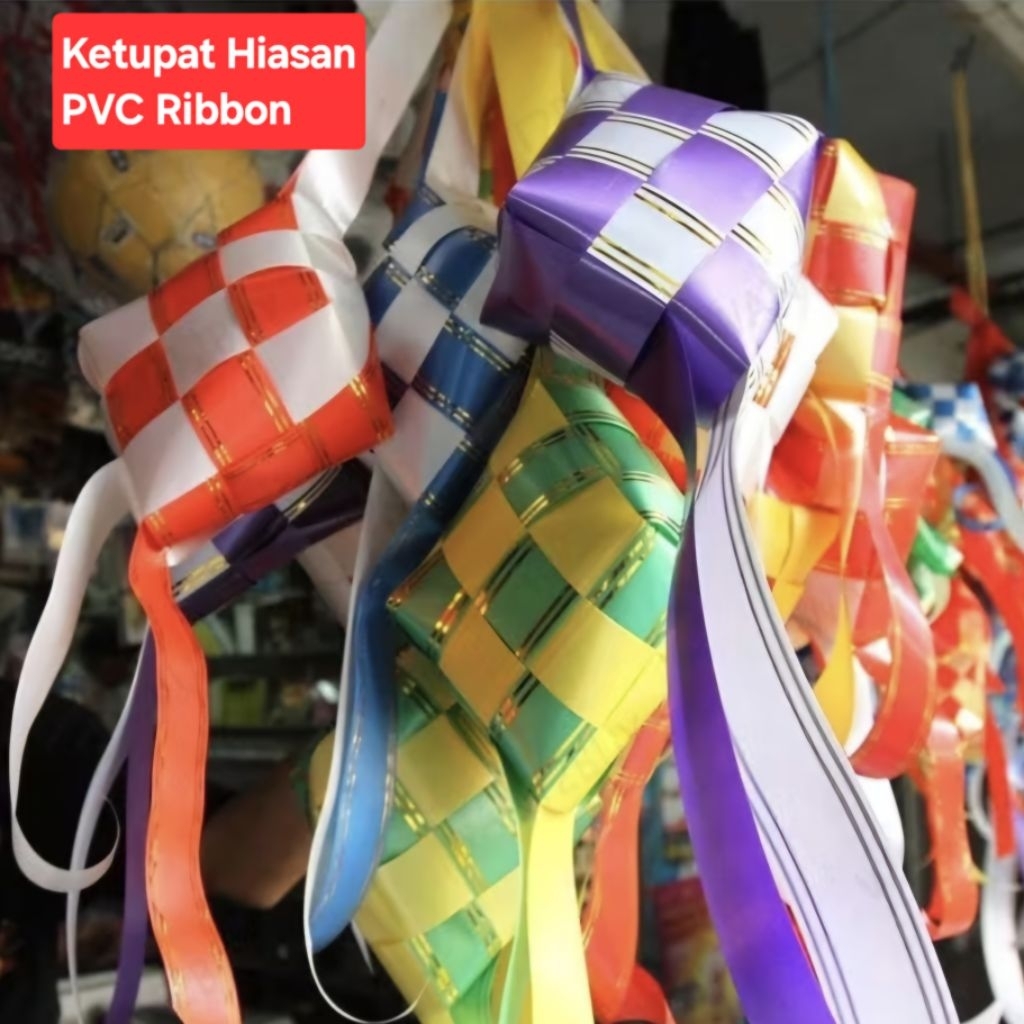 PVC Ribbon with Gold Line 18mm 10meter | Ribbon Hamper | Ribbon Ketupat ...