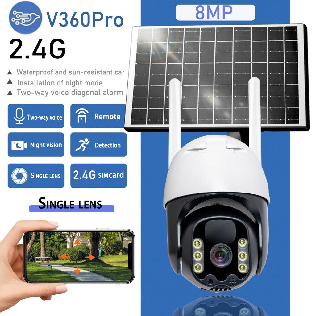 V360 Pro Outdoor Solar-Powered WiFi PTZ Camera with 8MP Resolution, No ...