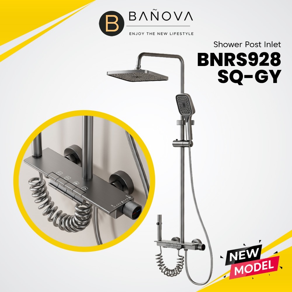 BANOVA Shower Post Inlet Aluminium Body ABS Spray Set PVC Hose Matt ...