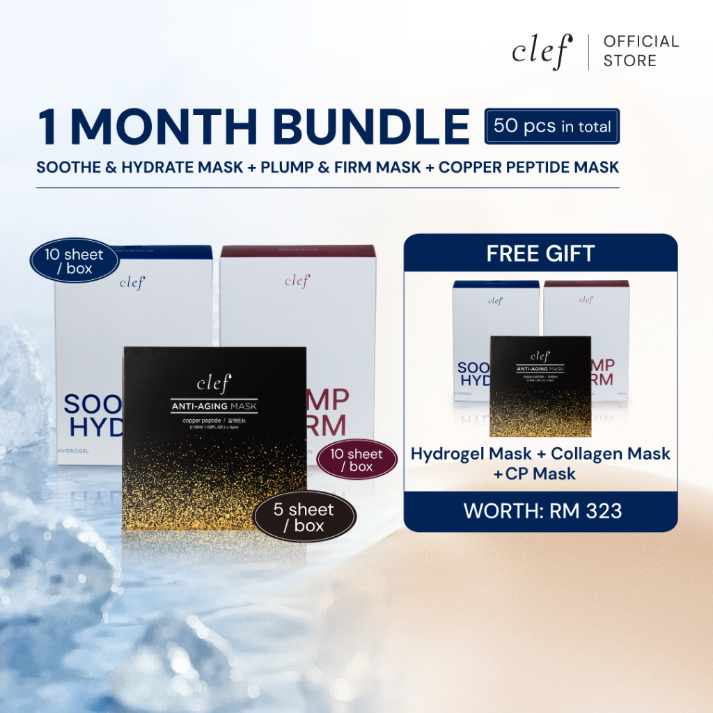 [BUY 3 GET 6] CLEF Hydrate Hydrogel Cooling Mask + Firm Milky Collagen ...