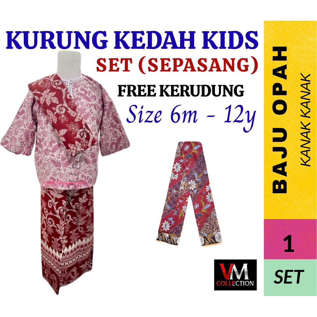 Baju Kedah Opah Orange Pareo Batik main image 1