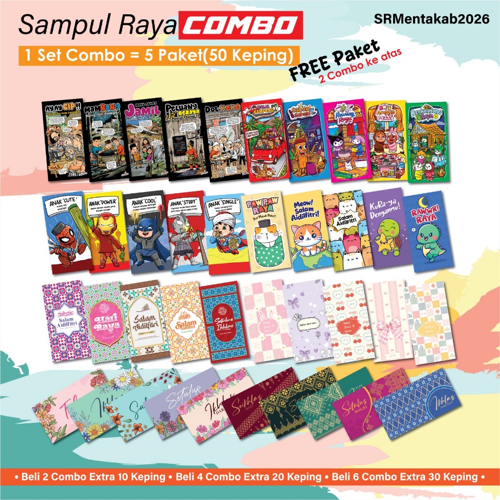 🔥 COMBO SET 2026 🔥 SAMPUL DUIT RAYA 50PCS | SAMPUL RAYA AIDILFITRI HIGH ...