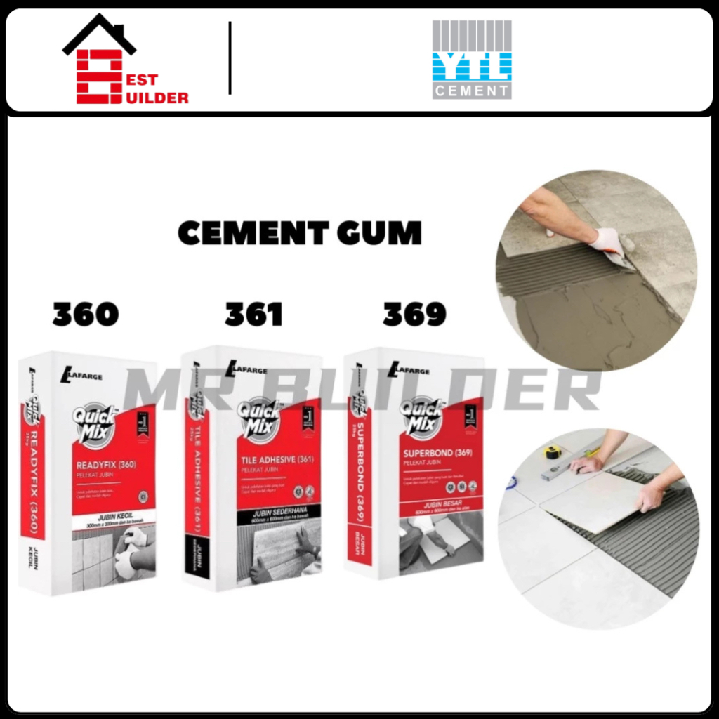 YTL QuickMix ReadyFix 360 Tile Adhesive 361 SuperBond 369 Cement Gum ...