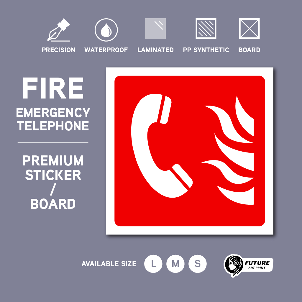 Fire Emergency Telephone. Sticker Sign Signage Signboard Label. Phone ...