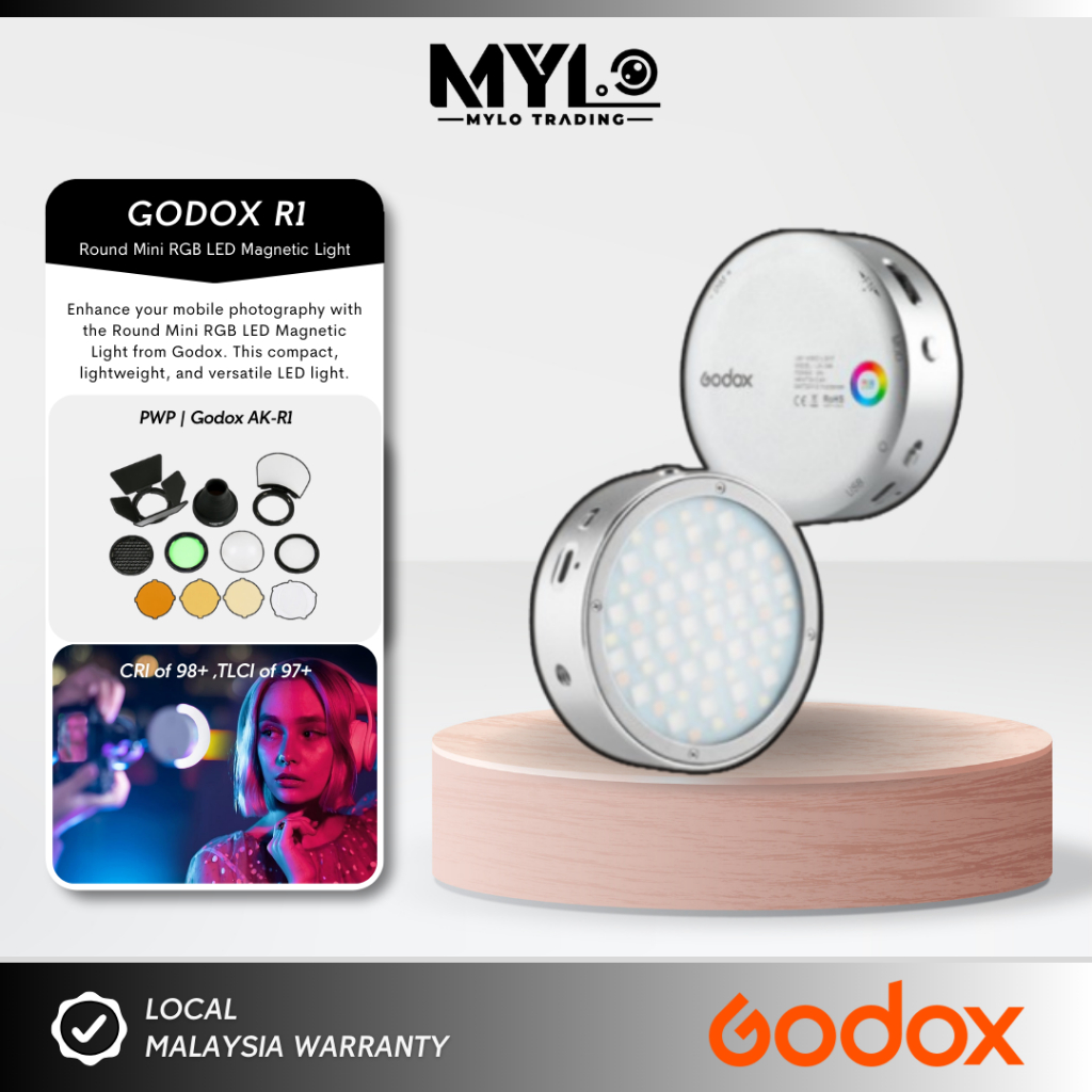 (READY STOCK) - Godox R1 Round Mini RGB LED Magnetic Light | Shopee ...