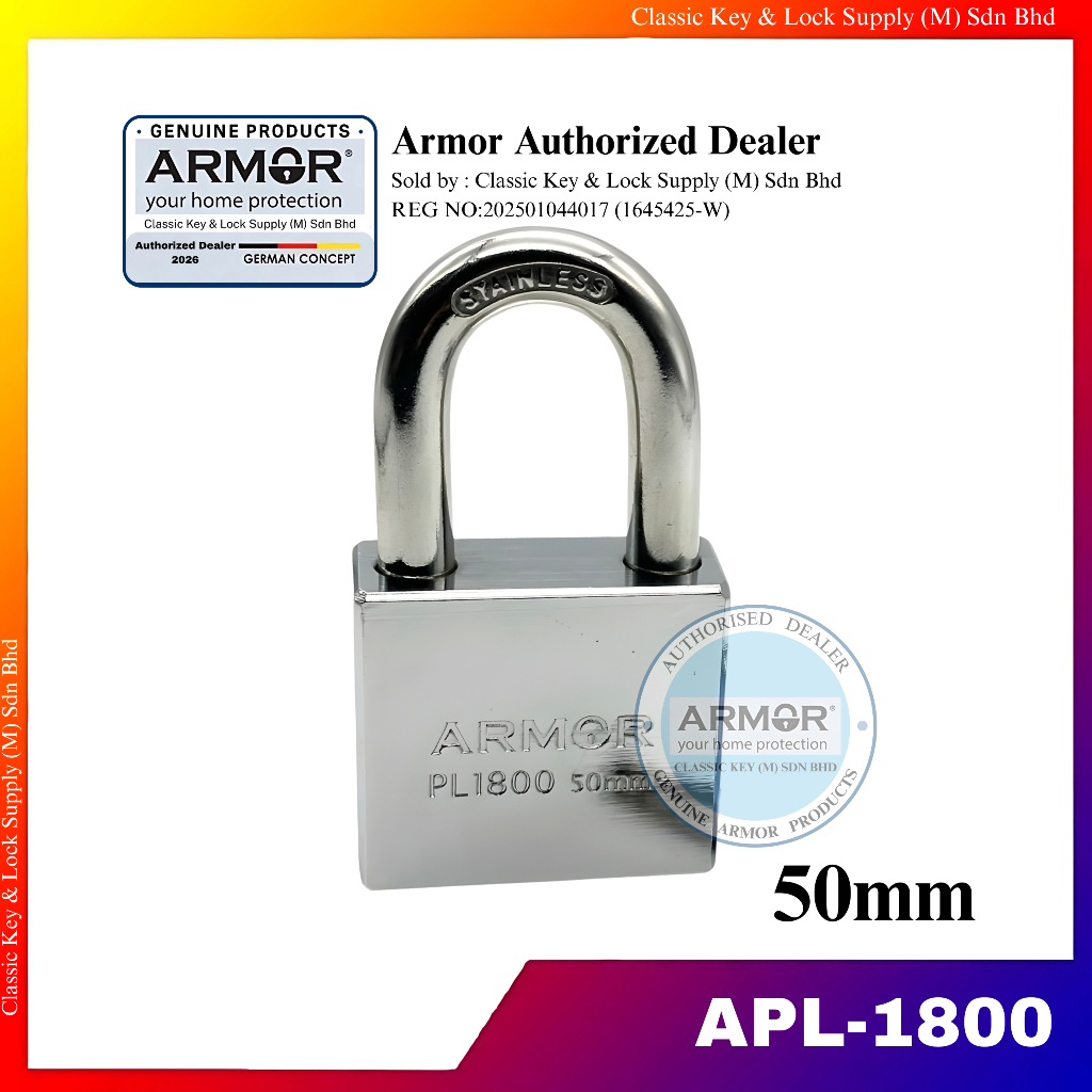 ARMOR padlock anti rust APL-1800 Size 50mm Spring Shackle | Shopee Malaysia