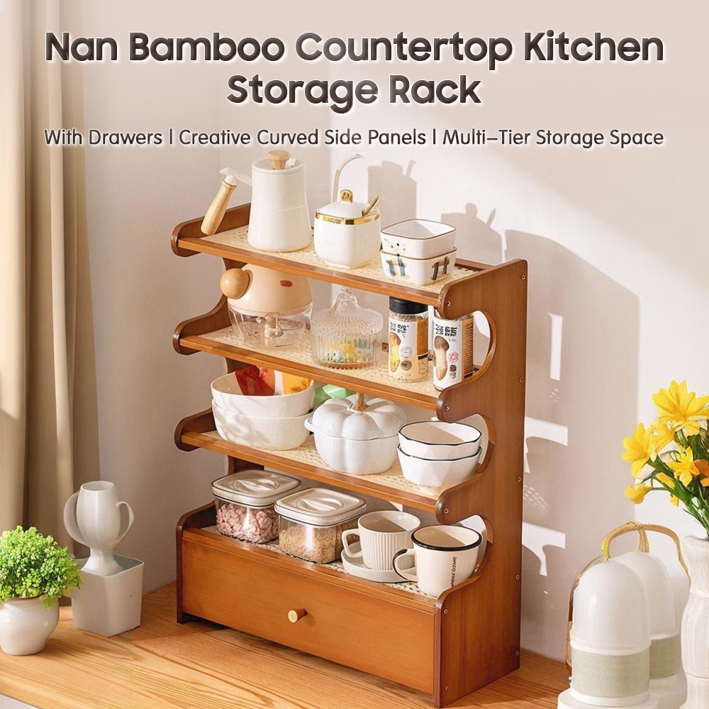 Rak Dapur Kayu Table Storage Rack 2/3 LayersRak buku Almari Table Shelf ...