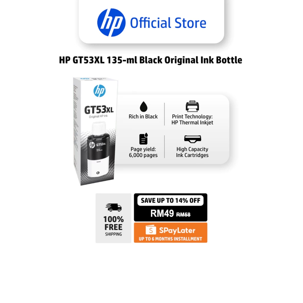HP GT53XL/ GT53/GT52/ Printhead Original Bottled Ink Crtg for HP Ink ...