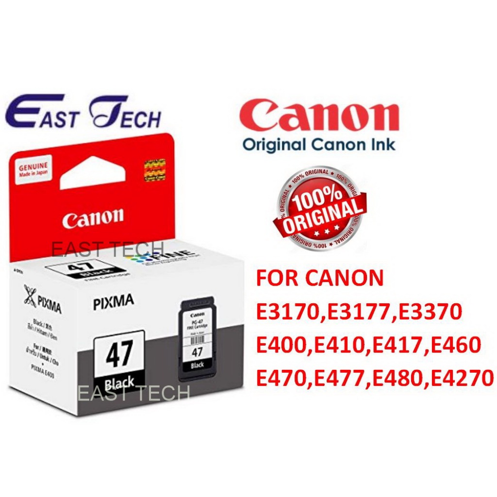 CANON ORIGINAL CARTRIDGE PG-47 15Ml FOR E3170 E3177 E3370 E400 E410 ...