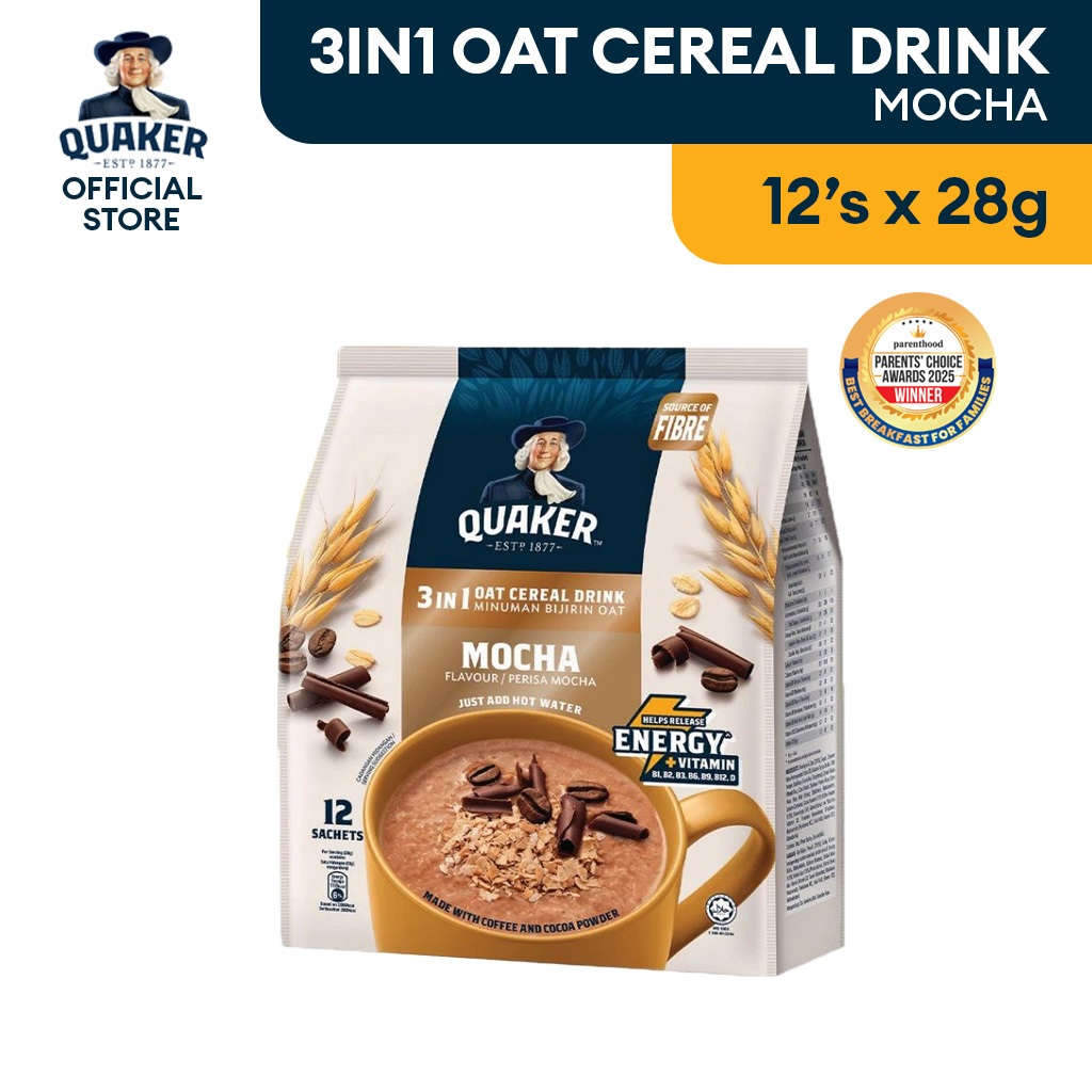 Quaker Oat Cereal Drink 3in1 Mocha 12's x 28g / Quaker Minuman Bijirin ...
