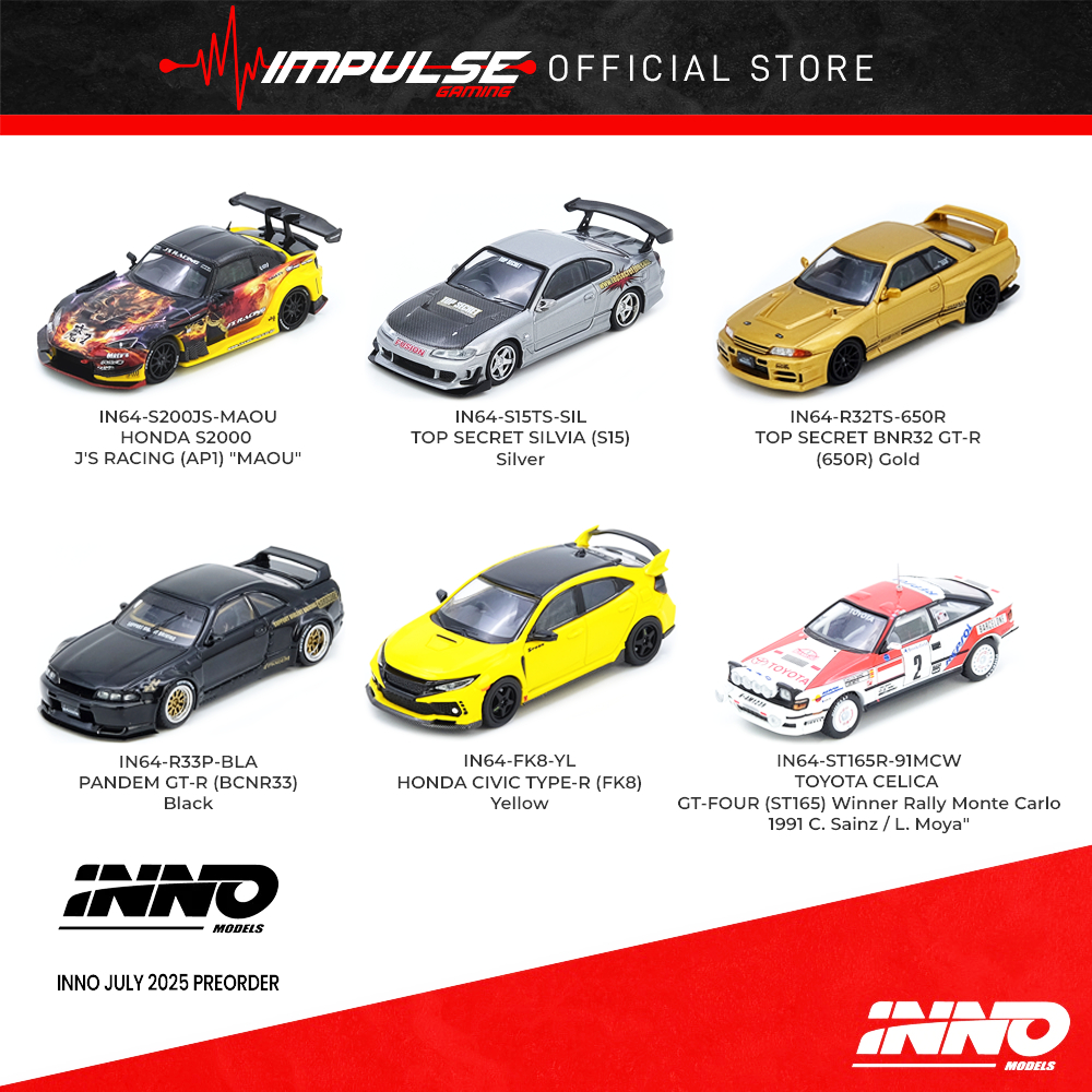 Inno64 1:64 S2000 J'S Racing / Silvia S15 / GTR 32 / GTR 33 / Civic ...