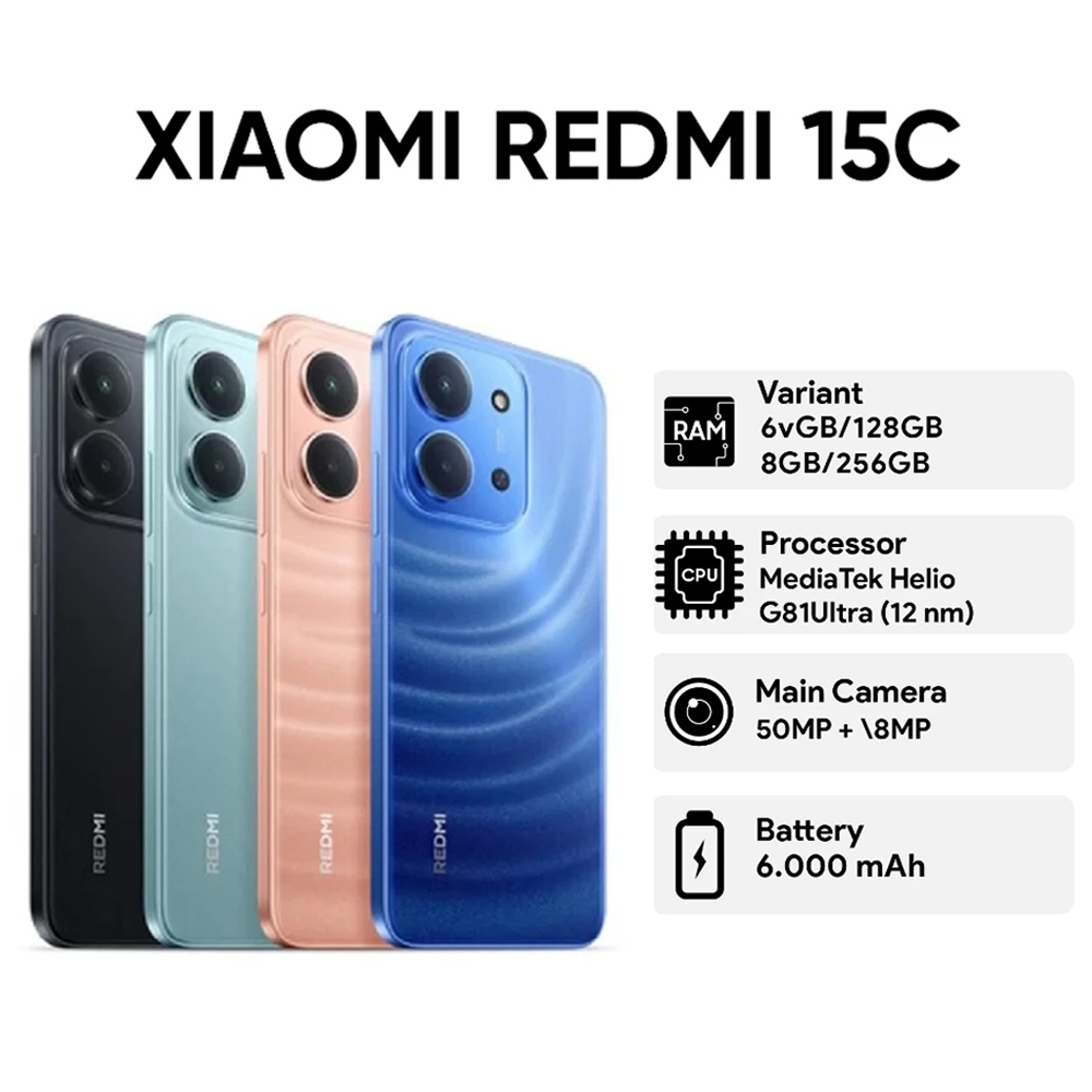 XIAOMI Redmi 15C / 8GB+256GB Smartphone Smooth 90Hz 6.9’‘ display/50MP AI Triple Camera（Used 9.9 new）