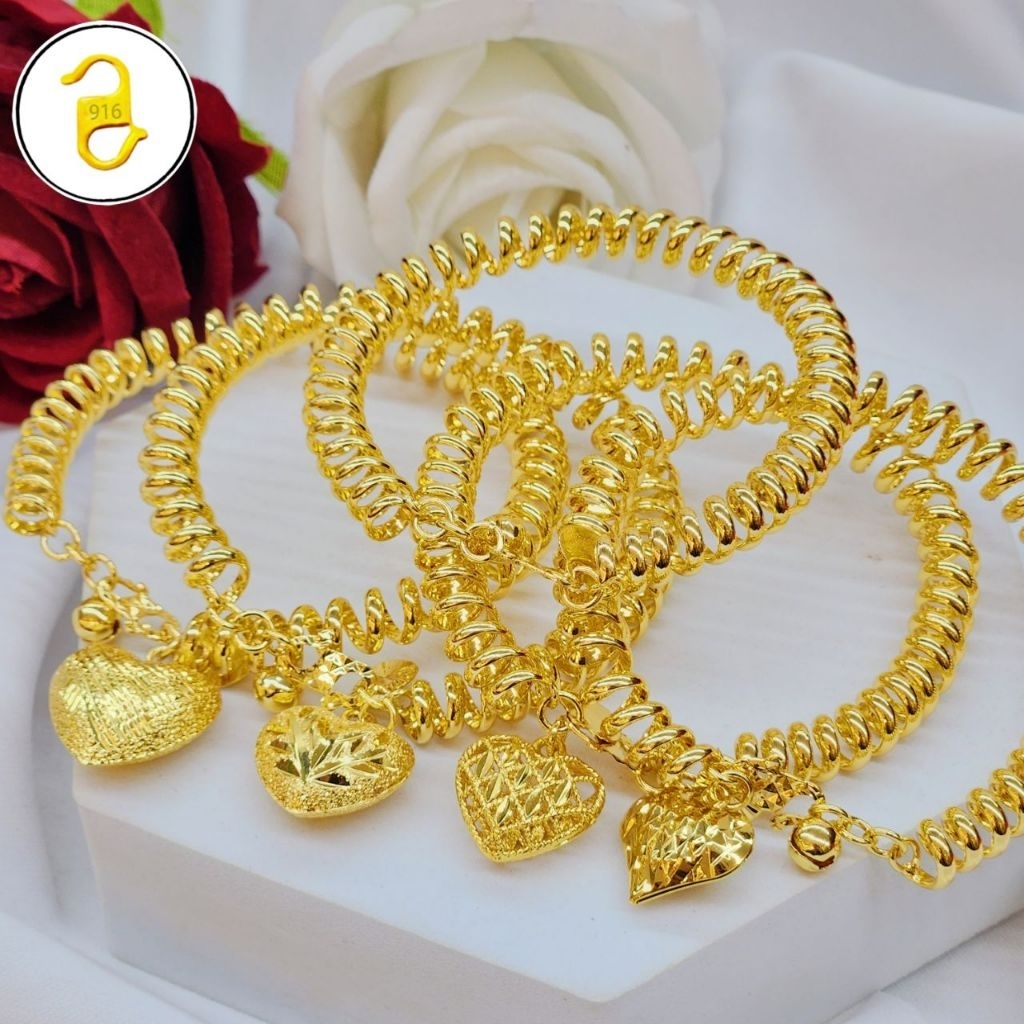 New Gelang Getah Rambut Dewasa Emas Saduran24k Emas Titanium Emas ...