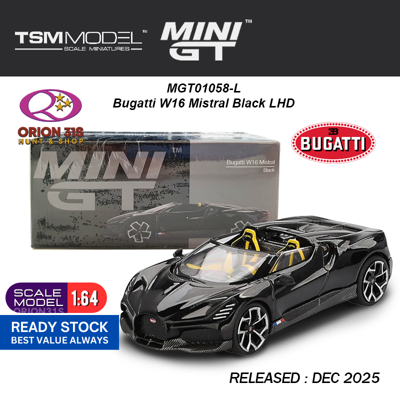 Mini GT 1058 Bugatti W16 Mistral Black LHD MGT01058-L TSMMODEL Diecast ...