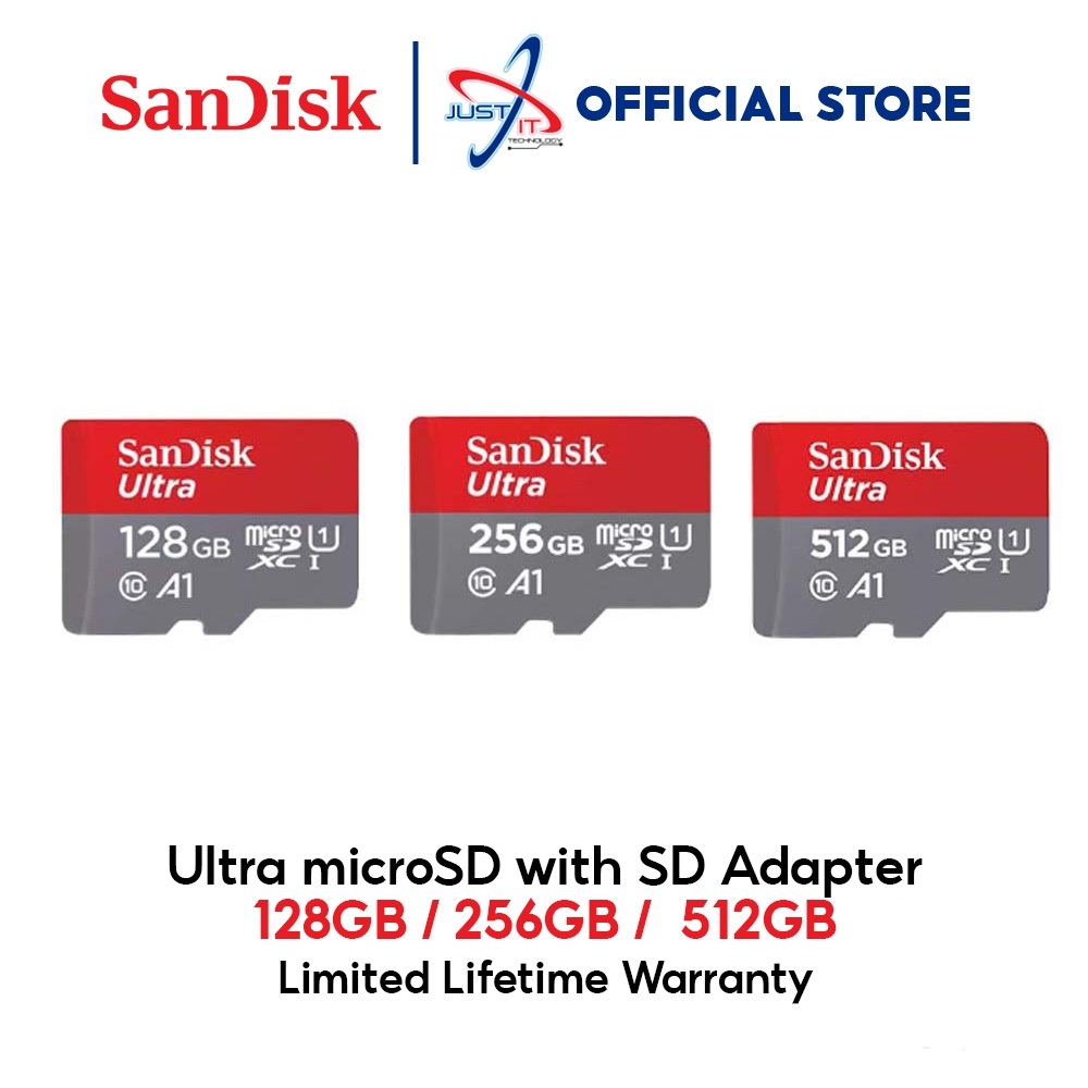SANDISK ULTRA A1 CLASS 10 MICROSD FOR SMARTPHONE & TABLETS MEMORY CARD ...