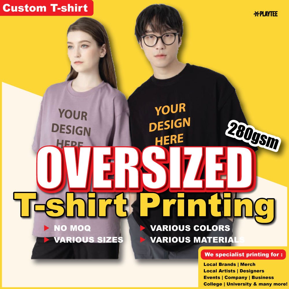 PLAYTEE 280gsm Oversized Tshirt Custom T-shirt Printing Premium Cotton ...