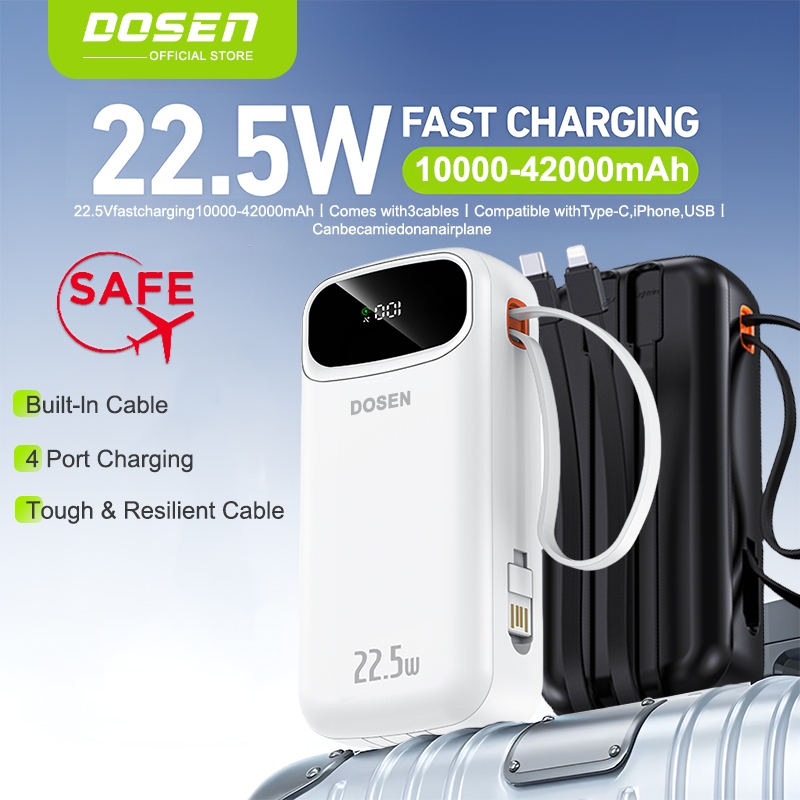 【3C Certified】Dosen Powerbank fast charging  Y342 PD22.5W Portable 10000mAh 20000mAh 25000mAh Comes with three wires