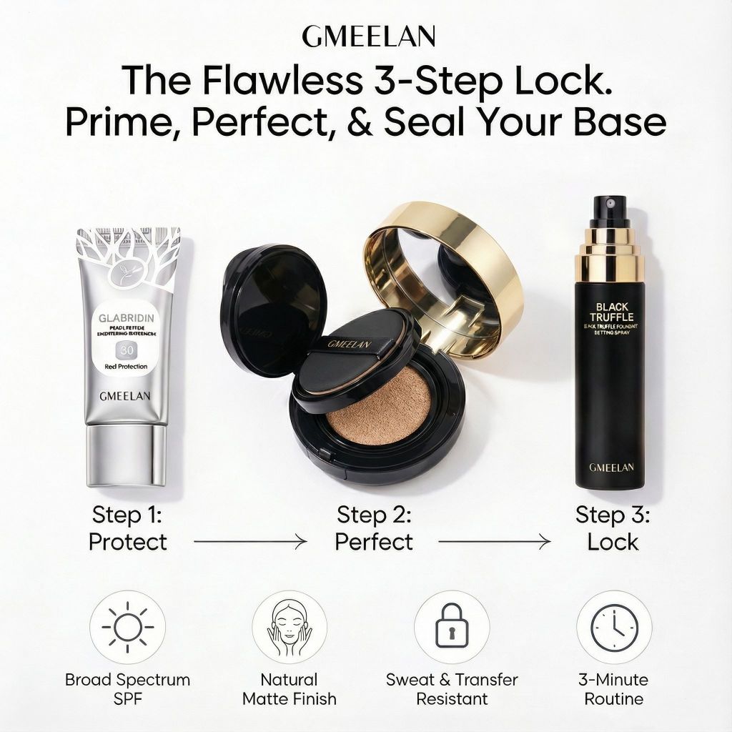 【3PCS】GMEELAN Cushion Foundation + Setting Spray + Sunsreen Cream SPF50 ...