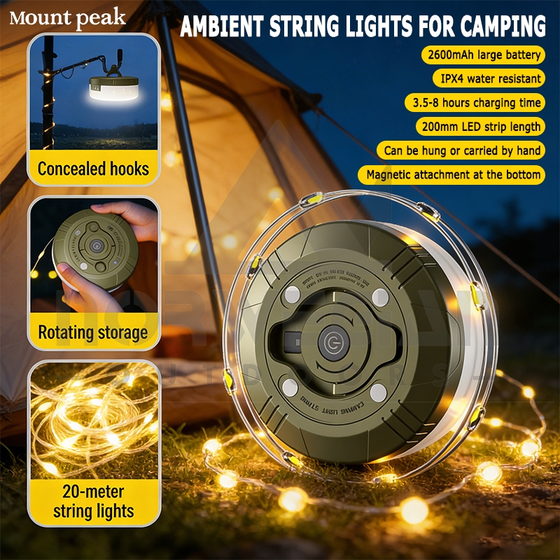 20-meter outdoor camping light Strong magnetic adsorption function Tent ...