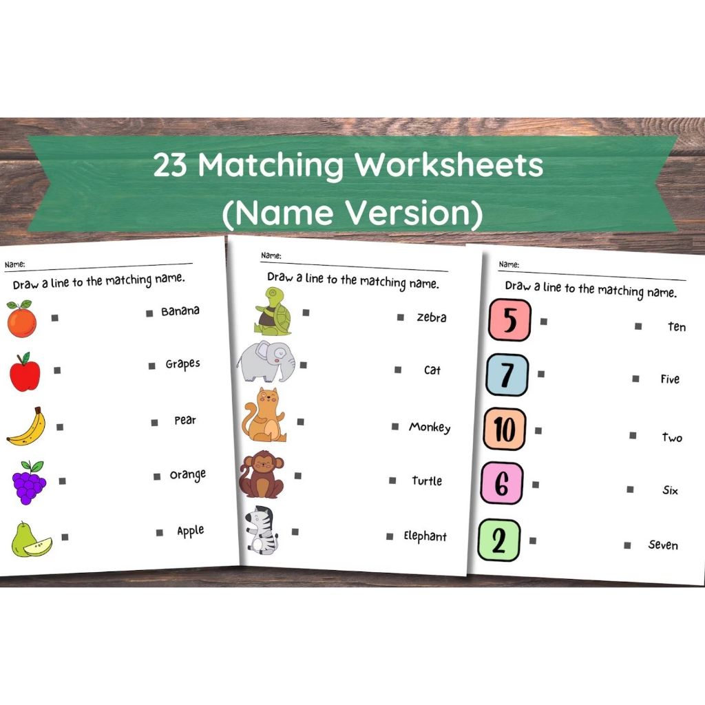 Printable Matching Names Worksheets, Match the Name, Kindergarten ...