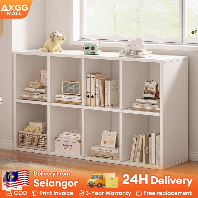 Multipurpose Grid Rack DIY Bookshelf Wooden Book Storage Bookcase ...