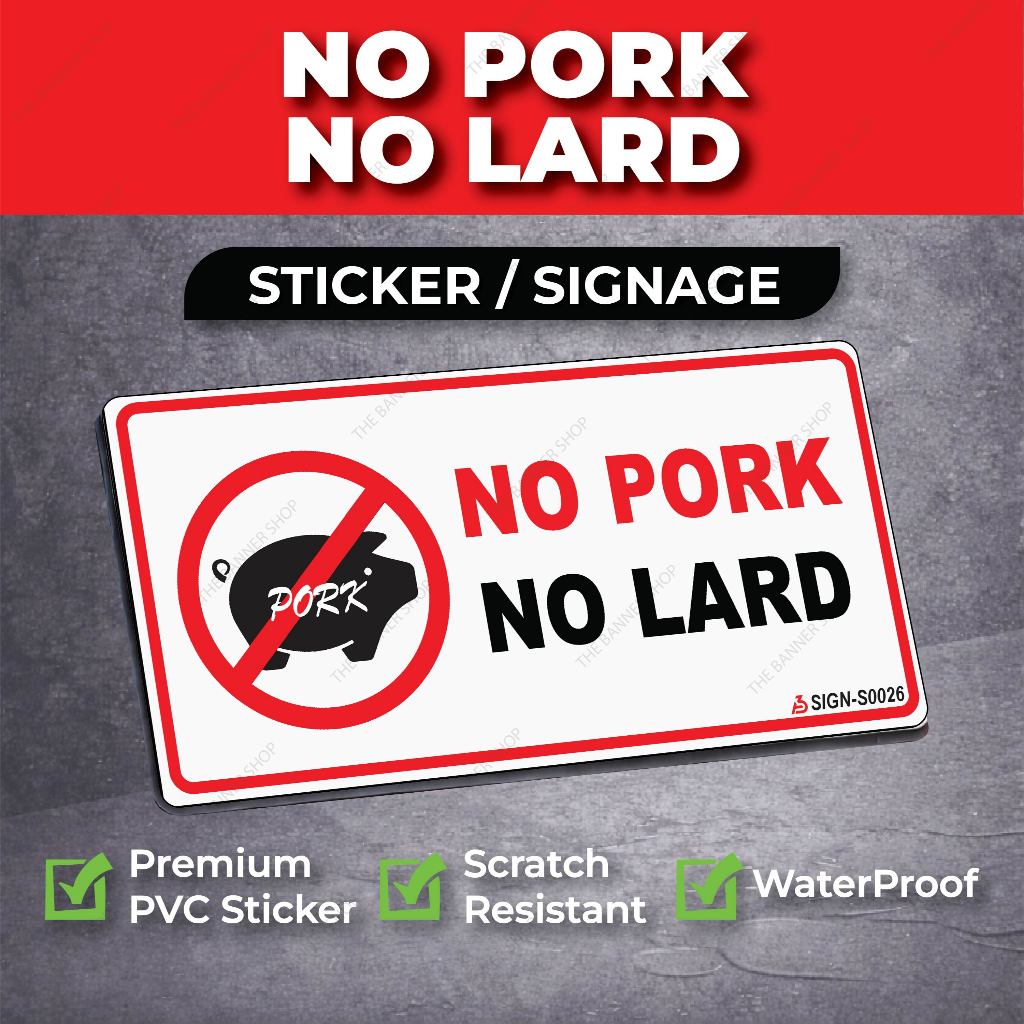 No Pork No Lark PVC Sign Sticker + Board | Shopee Malaysia