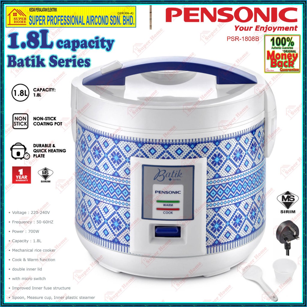 Pensonic Rice Cooker PSR-1808B Batik Series Jar Rice Cooker 1.8L ...