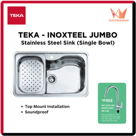 TEKA Top Mount Single Bowl Sink INOXTEEL JUMBO / Teka Sinki INOXTEEL ...