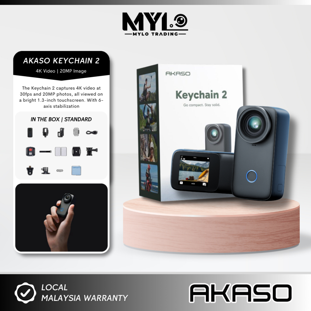 AKASO Keychain 2 - Action Camera | 4K30fps Video | 20MP Image | 6