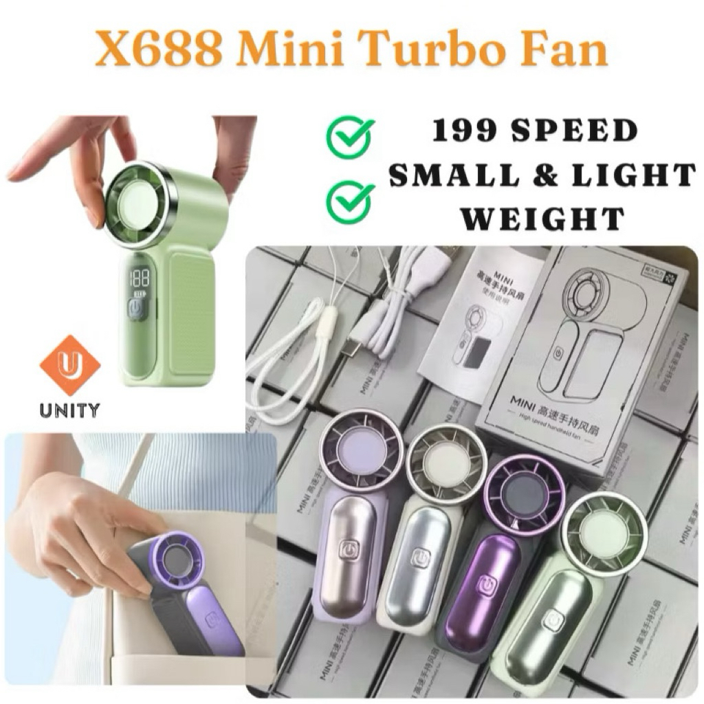 (Ready stock)X688 Turbo High Speed Fan Mini Fan 199 Speed Levels ...