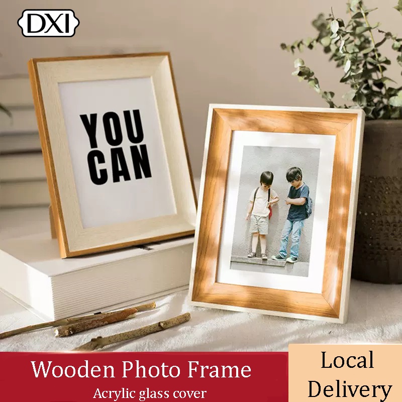 DX | Photo Wooden Frame 4R 6R 8R A4 Home Festival Decor with Stand ...
