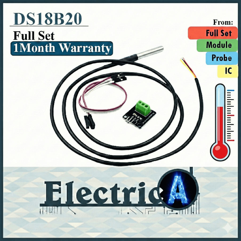 (High Quality +1Month Warranty) DS18B20 Temperature Sensor IC, Module, Waterproof Probe - 18B20 [ElectricA]