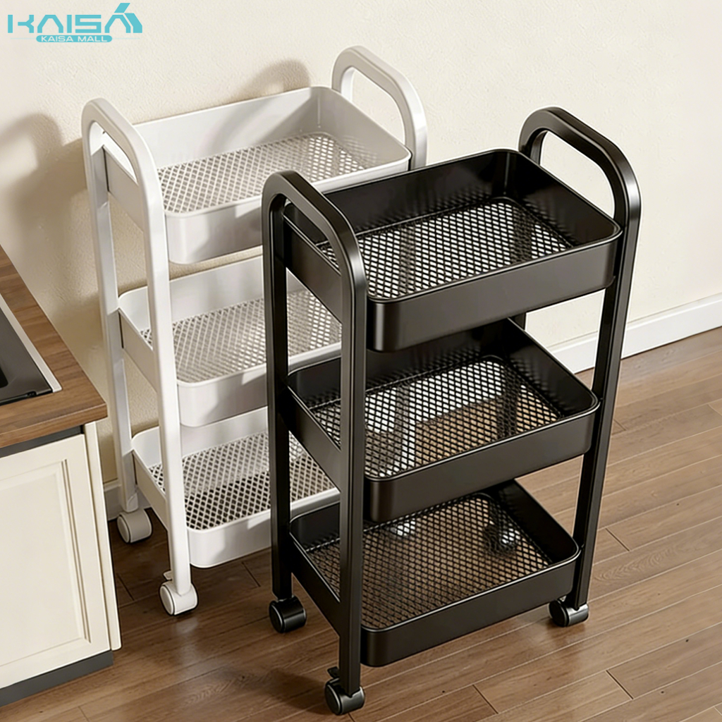[100% Steel]Multilayer Trolley Movable Storage Rack With Wheels&Handle ...