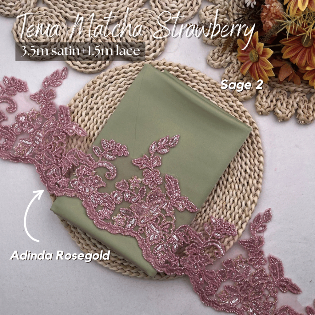 (SATIN LACE) TEMA MATCHA STRAWBERRY WARNA HOT RAYA 2026 COMBO COLOUR ...