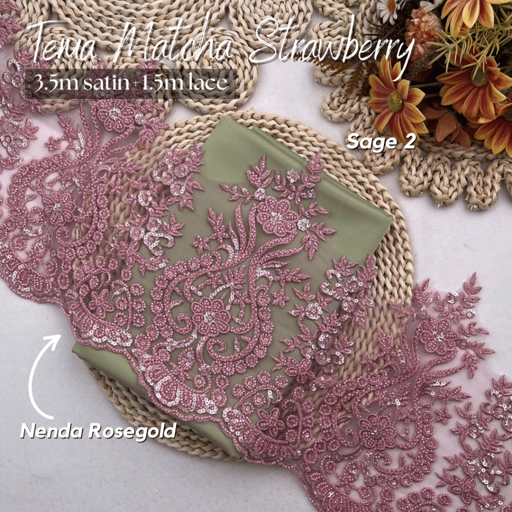 (SATIN LACE) TEMA MATCHA STRAWBERRY WARNA HOT RAYA 2026 COMBO COLOUR ...