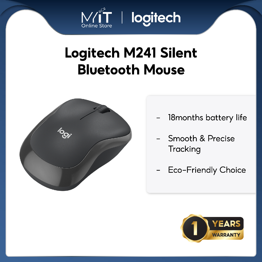 Logitech M241 Silent Bluetooth Mouse, Wireless, Compact, Portable ...