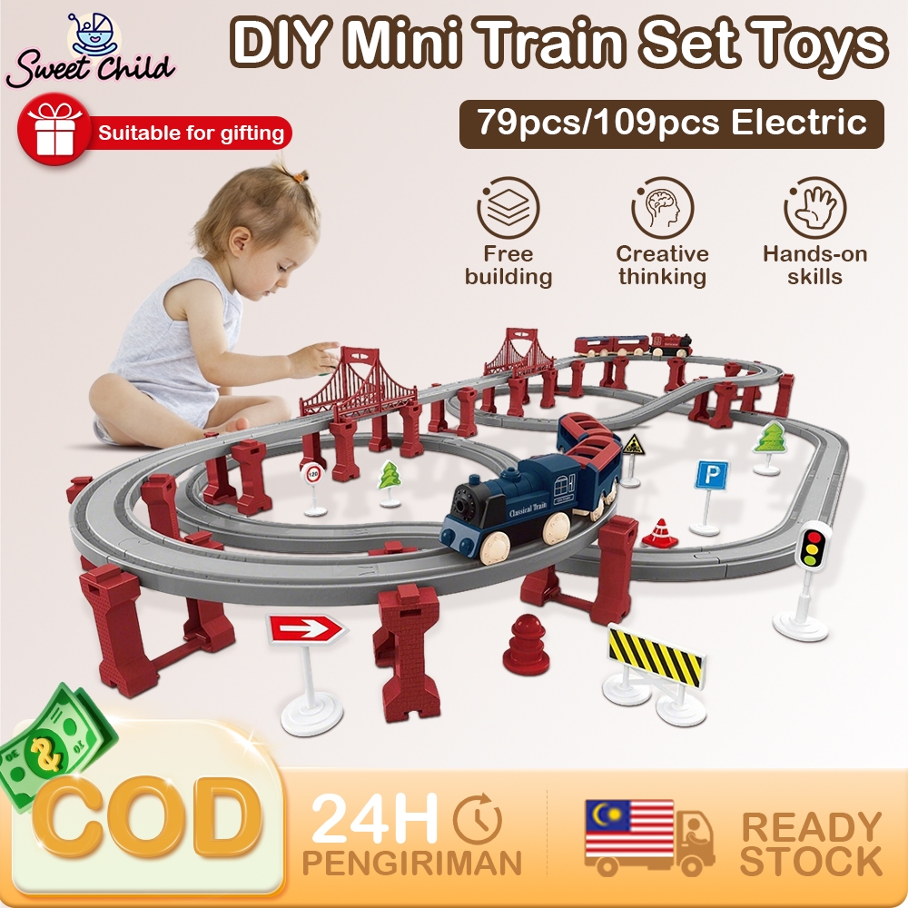 109pcs DIY Mini Train Set Toys Railway Sets with Track Toys Children's ...